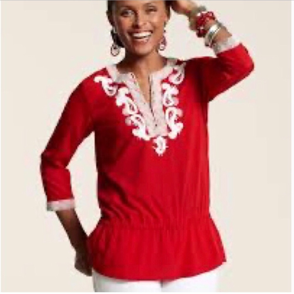 Chicos dropped waist embroidered tunic